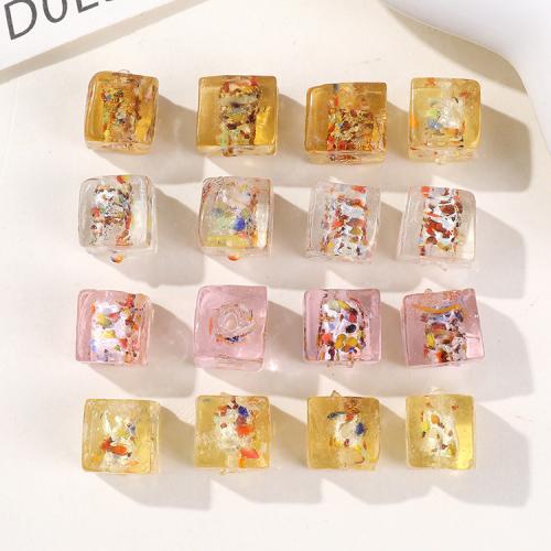 Silberfolie Lampwork Perlen, Quadrat, Modeschmuck & DIY, keine, 10mm, verkauft von PC