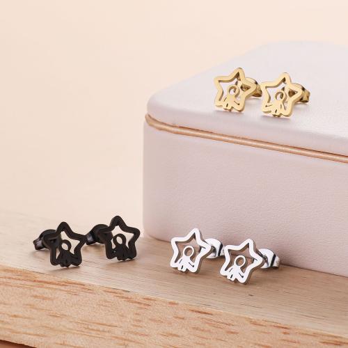 Roestvrij staal Stud Earrings, 304 roestvrij staal, Ster, mode sieraden & voor vrouw & hol, meer kleuren voor de keuze, 10x9.80mm, 12paren/Bag, Verkocht door Bag