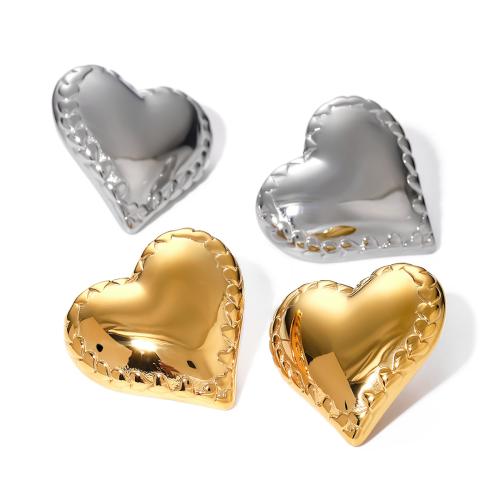 Stainless Steel Stud Earrings 304 Stainless Steel Heart Vacuum Ion Plating fashion jewelry & for woman Sold By Pair