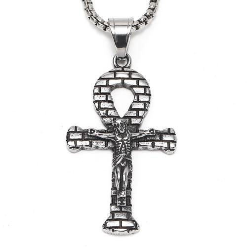 Stainless Steel Jewelry Necklace 304 Stainless Steel Cross fashion jewelry & for man Sold By PC