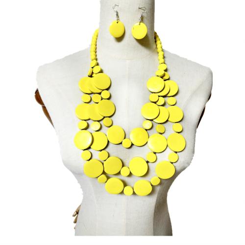 Jewelry Sets earring & necklace Wood stoving varnish 2 pieces & fashion jewelry & multilayer & for woman Sold By Set