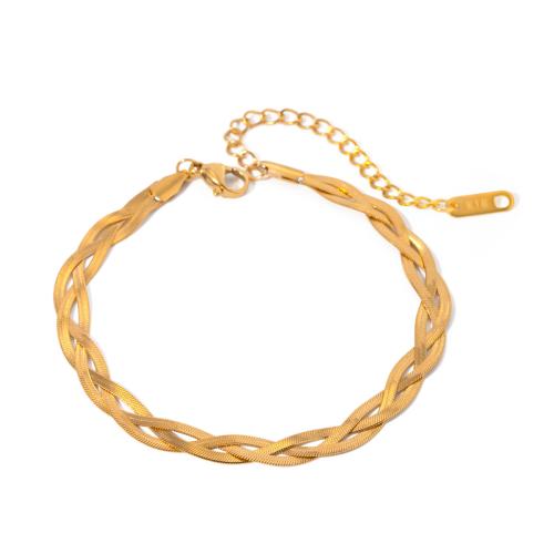 Bijoux bracelet en acier inoxydable, Acier inoxydable 304, Plaqué or 18K, bijoux de mode & pour femme, Trou:Environ 5cmmm, Longueur 16.5 cm, Vendu par PC