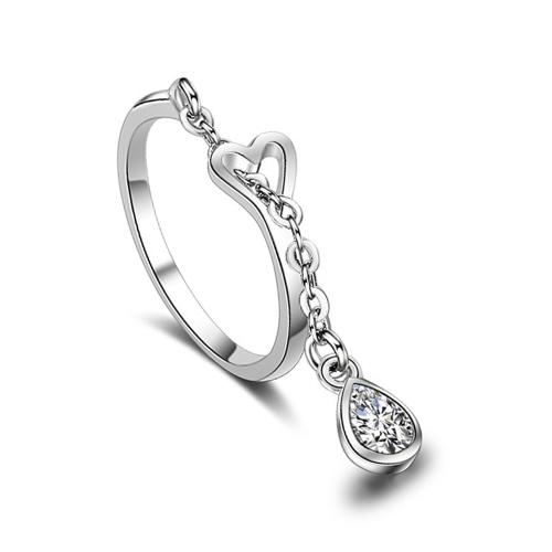 Kubieke Circonia Micro Pave Brass Ring, Messing, plated, micro pave zirconia & voor vrouw, platina kleur, Verkocht door PC