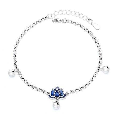 Bracelets en laiton, avec 4CM chaînes de rallonge, Placage, pour femme & émail, couleur platine, Longueur Environ 17 cm, Vendu par PC