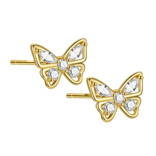 Cubic Zirconia Micro Pave Brass Earring Butterfly plated micro pave cubic zirconia & for woman Sold By Pair