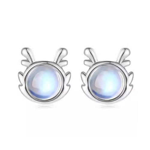 Ottone stallone orecchino, with Moonstone, placcato, formato differente per scelta & Micro spianare cubic zirconia & per la donna, nessuno, Venduto da coppia