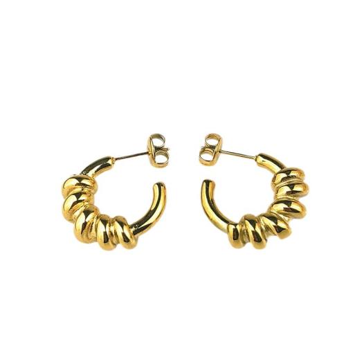 Stainless Steel Stud Earrings 304 Stainless Steel plated for woman golden Sold By Pair