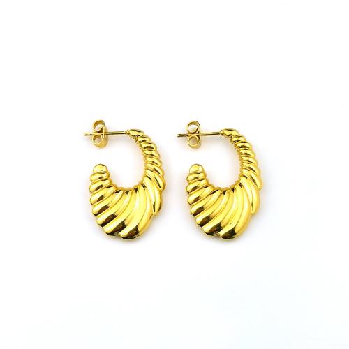 Roestvrij staal Stud Earrings, 304 roestvrij staal, plated, voor vrouw, gouden, Verkocht door PC