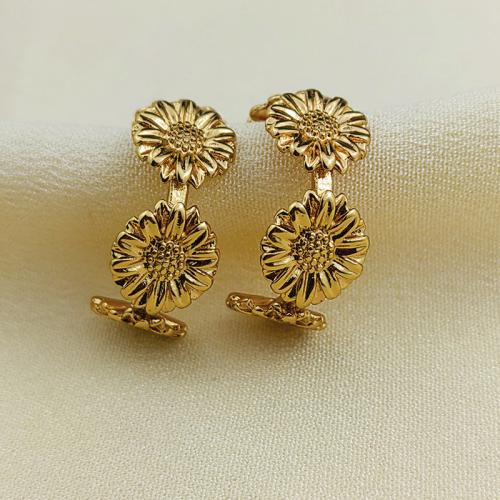 Stainless Steel Stud Earrings 304 Stainless Steel plated for woman golden Sold By Pair