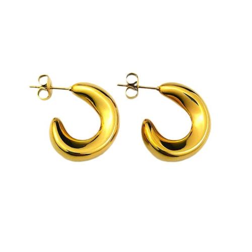 Stainless Steel Stud Earrings 304 Stainless Steel plated for woman golden Sold By Pair