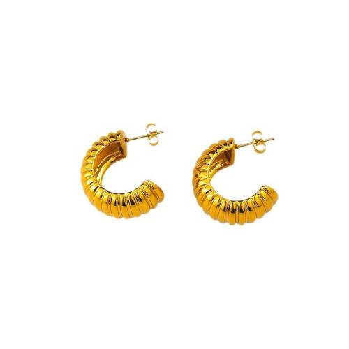 Stainless Steel Stud Earrings 304 Stainless Steel plated for woman golden Sold By Pair