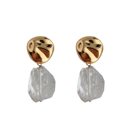 Pendientes de Perno de Aleación de Zinc, con Piedra natural, Joyería & para mujer, Blanco, 37x16mm, Vendido por Par