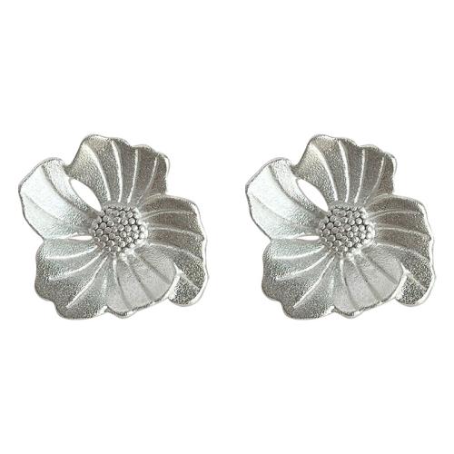 Goujon Laiton, fleur, bijoux de mode & pour femme, argent, 16x17mm, Vendu par paire