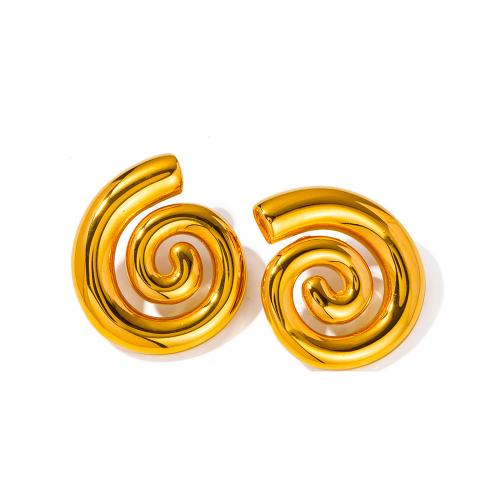 Titanium Steel  Earring 18K gold plated fashion jewelry & for woman golden Sold By Pair