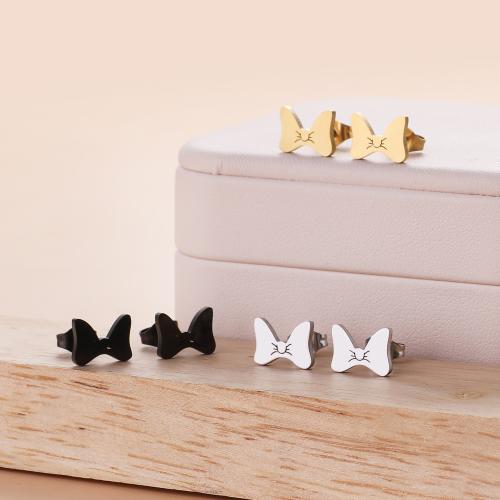 Roestvrij staal Stud Earrings, 304 roestvrij staal, Strik, mode sieraden & voor vrouw, meer kleuren voor de keuze, 10x7.70mm, 12paren/Bag, Verkocht door Bag