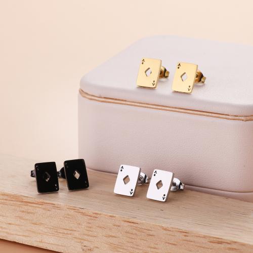 Roestvrij staal Stud Earrings, 304 roestvrij staal, Poker, mode sieraden & voor vrouw & hol, meer kleuren voor de keuze, 7.20x10mm, 12paren/Bag, Verkocht door Bag