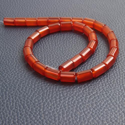 Přírodní Red Achát korálky, Sloupec, módní šperky & DIY, červený, 8x12mm, Prodáno za Cca 38 cm Strand