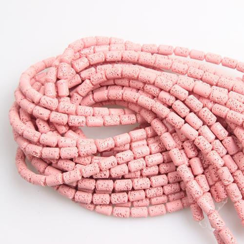 Prirodni Lava perle, Kolona, modni nakit & možete DIY, više boja za izbor, 5x10mm, Prodano Per Približno 38 cm Strand