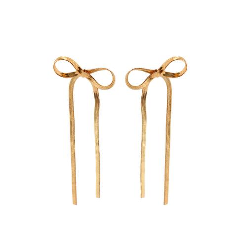 Brass Stud Earring Bowknot fashion jewelry & for woman Sold By Pair