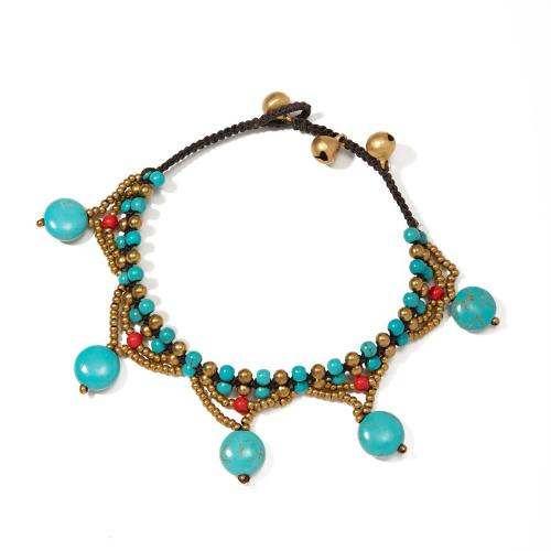 Brass Anklet with turquoise fashion jewelry & for woman Length Approx 24 cm Sold By PC