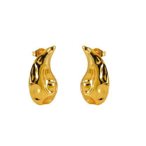 Pendientes de Acero Inoxidable, acero inoxidable 304, 18K chapado en oro, Joyería & para mujer, dorado, 24x13mm, Vendido por Par