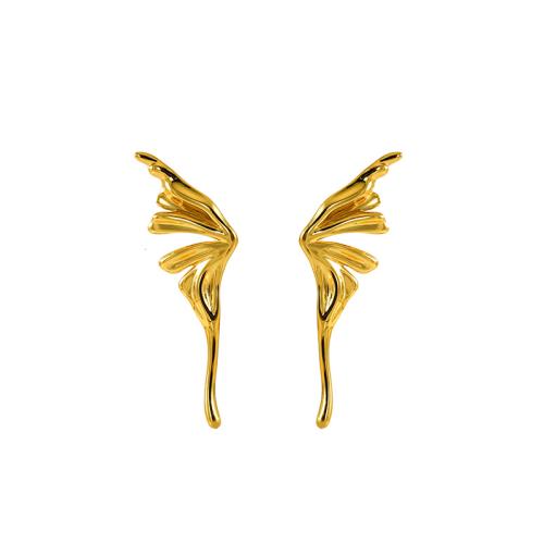 Pendientes de Acero Inoxidable, acero inoxidable 304, 18K chapado en oro, Joyería & para mujer, dorado, 51x25mm, Vendido por Par