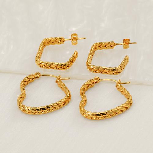 Stainless Steel Stud Earrings 304 Stainless Steel 18K gold plated fashion jewelry & for woman golden Sold By Pair