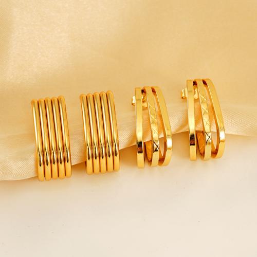 Stainless Steel Stud Earrings 304 Stainless Steel 18K gold plated fashion jewelry & for woman golden Sold By Pair