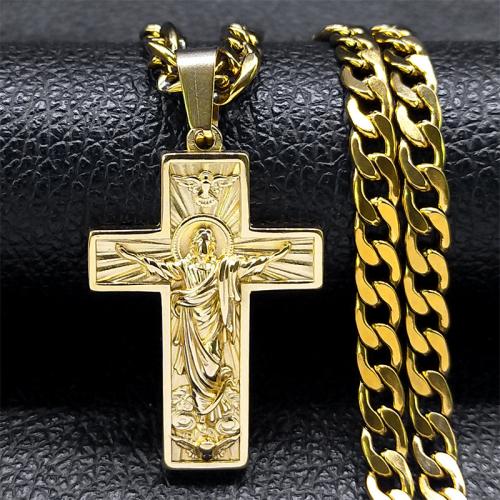 Stainless Steel Jewelry Necklace 304 Stainless Steel Cross fashion jewelry & Unisex Length Approx 60 cm Sold By PC