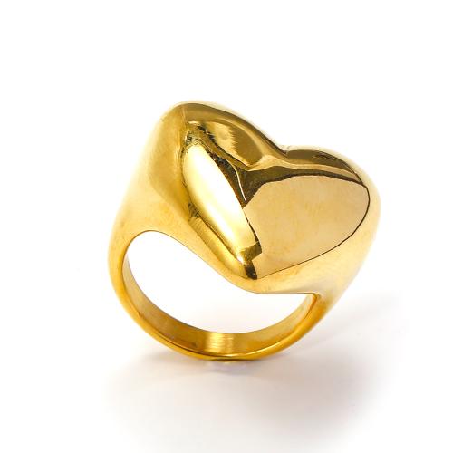 Stainless Steel Finger Ring 304 Stainless Steel Heart Vacuum Ion Plating fashion jewelry & for woman golden Sold By PC