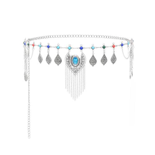 Body Chain Sieraden, Zinc Alloy, met Synthetische Turquoise, mode sieraden & voor vrouw & met strass, meer kleuren voor de keuze, Lengte 20.9 inch, Verkocht door PC