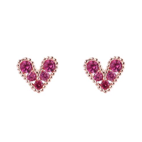 Cubic Zirconia Micro Pave Brass Earring Heart plated micro pave cubic zirconia & for woman Sold By Pair