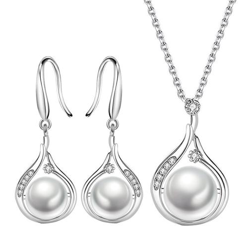 Micro zirconi Pave ottone Jewelry Set, with perla in plastica, placcato, stili diversi per la scelta & Micro spianare cubic zirconia & per la donna, nessuno, Venduto da PC