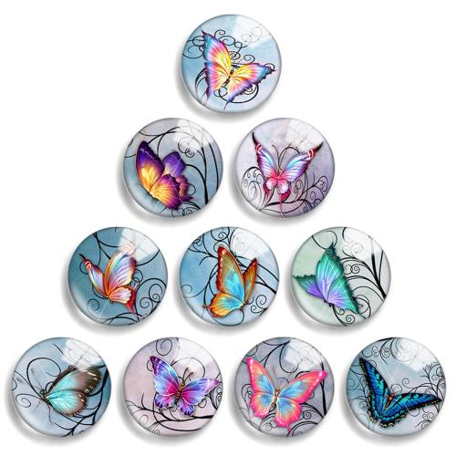 Cabochons en verre, avec résine, Plat rond, DIY & normes différentes pour le choix, 10PC/lot, Vendu par lot