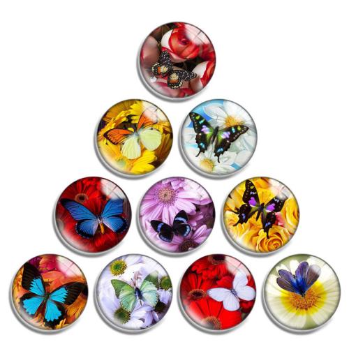 Glas Cabochons, med Harts, Flat Round, DIY & olika storlek för val, 10PC/Lot, Säljs av Lot