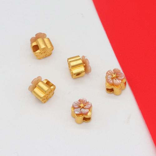 Mässing smycken Pärlor, Blomma, guldfärg pläterade, vridbar & DIY, rosa, nickel, bly och kadmium gratis, 8.50x8.50mm, Säljs av PC