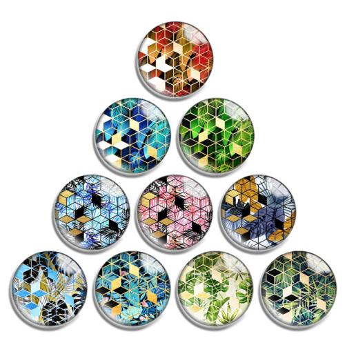 Cabochon di vetro, with resina, Cerchio piatto, modello misto & DIY & formato differente per scelta, 10PC/lotto, Venduto da lotto