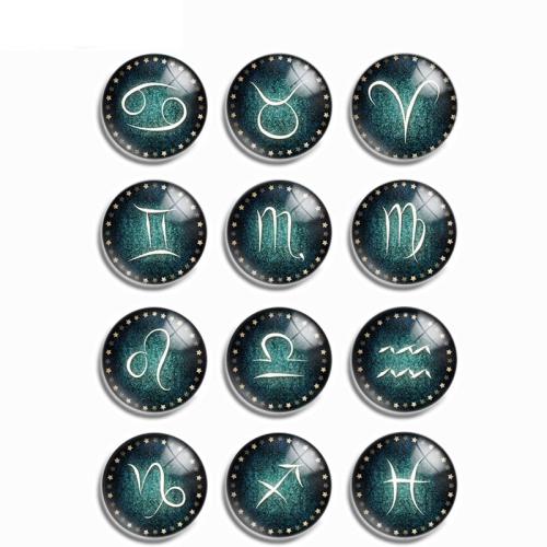 Glas Cabochons, met Hars, Rond plat, gemengde patroon & DIY & verschillende grootte voor keus, 12pC's/Lot, Verkocht door Lot