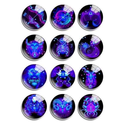 Glas Cabochons, met Hars, Rond plat, gemengde patroon & DIY & verschillende grootte voor keus, 12pC's/Lot, Verkocht door Lot