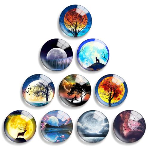 Glass Cabochons with Resin Flat Round mixed pattern & DIY Sold By Lot