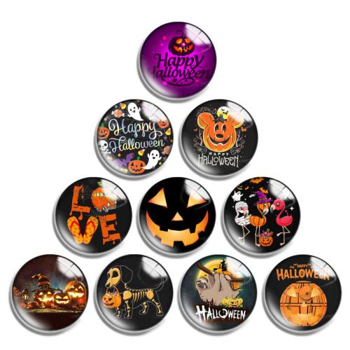 Cabochão de vidro, with resina, Roda plana, Design de Halloween & padrão misto & DIY & tamanho diferente para a escolha, 10PCs/Lot, vendido por Lot