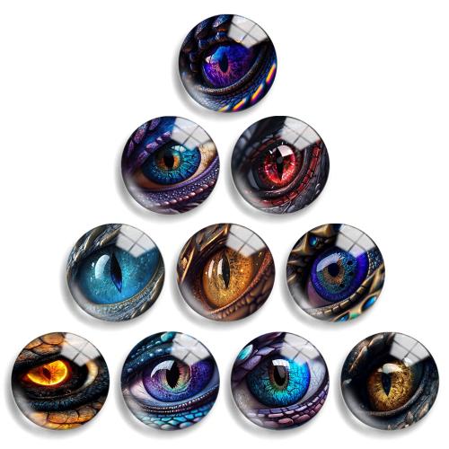 Glas Cabochons, met Hars, Rond plat, gemengde patroon & DIY & verschillende grootte voor keus, 10pC's/Lot, Verkocht door Lot