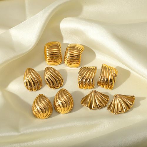 Stainless Steel Stud Earrings 304 Stainless Steel 18K gold plated fashion jewelry & for woman golden Sold By Pair