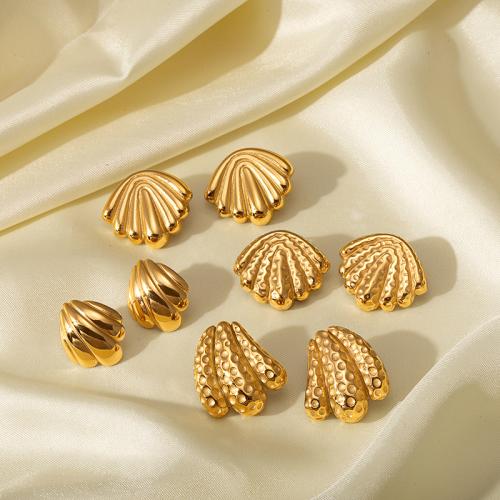 Stainless Steel Stud Earrings 304 Stainless Steel 18K gold plated fashion jewelry & for woman golden Sold By Pair