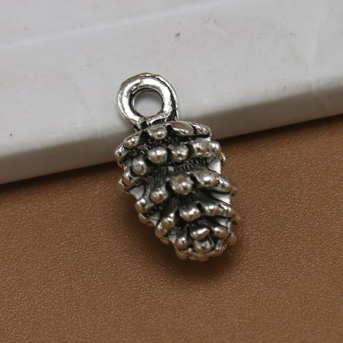 Pendentifs en alliage de zinc, Pomme de pin, Plaqué de couleur d'argent, Vintage & bijoux de mode & DIY, protéger l'environnement, sans nickel, plomb et cadmium, 15x8mm, Environ 100PC/sac, Vendu par sac