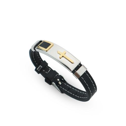 PU cavo bracciali, Titantium acciaio, with PU, gioielli di moda & per l'uomo, nessuno, Lunghezza Appross. 24 cm, Venduto da PC