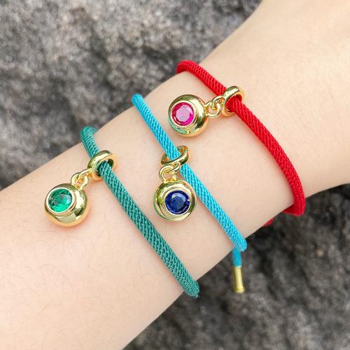 Cúbicos Circonia pulsera Latón Micro pavimenta, metal, con cordón de nylon, chapado en color dorado, Joyería & micro arcilla de zirconia cúbica, más colores para la opción, libre de níquel, plomo & cadmio, Vendido por UD