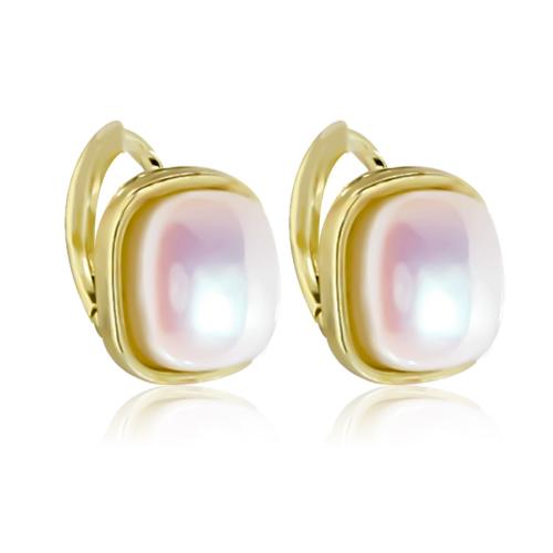 Zinc Alloy Øreringe, med Plastic Pearl, mode smykker & for kvinde, guld, 10x16mm, Solgt af par