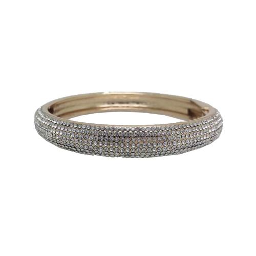 Zinc Alloy Bangle Smykker, forgyldt, Micro Pave cubic zirconia & for kvinde, gylden, Solgt af PC