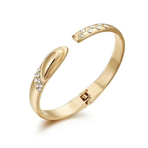 Zinc Alloy Bangle Smykker, forgyldt, Micro Pave cubic zirconia & for kvinde, flere farver til valg, Solgt af PC